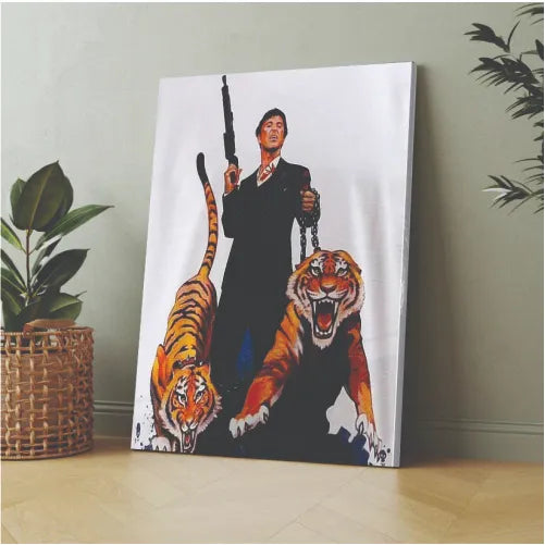 Scarface Tiger | Wall art | 3D Canvas | Wooden Frames