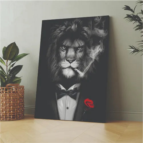 Cool Lion | Wall art | 3D Canvas | Wooden Frames