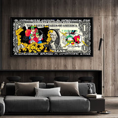 Dollar Bill ft. Robbery | Wall Art | 3D Canvas | Frames