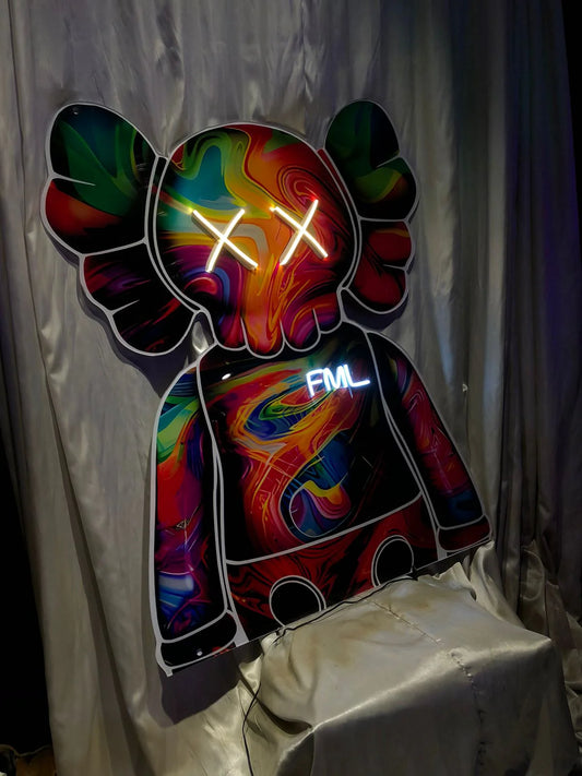 Kaws Pixie Glass with Neon