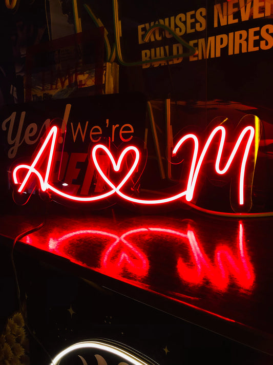 Custom Couple Initials Neon with Heart