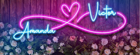 Custom Line Couple Name Neon with Heart