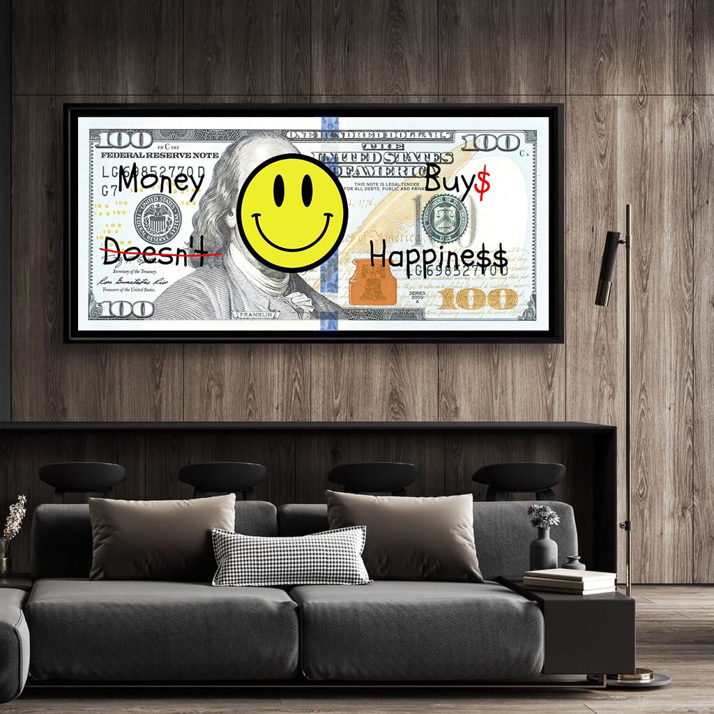 Money Buys Happiness | Wall Art | 3D Canvas | Frames