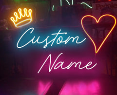 Custom Couple Name Neon with Heart & Crown