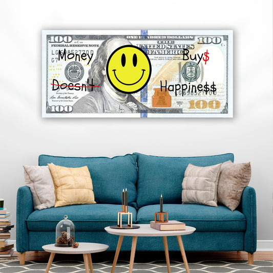 Money Buys Happiness | Wall Art | 3D Canvas | Frames