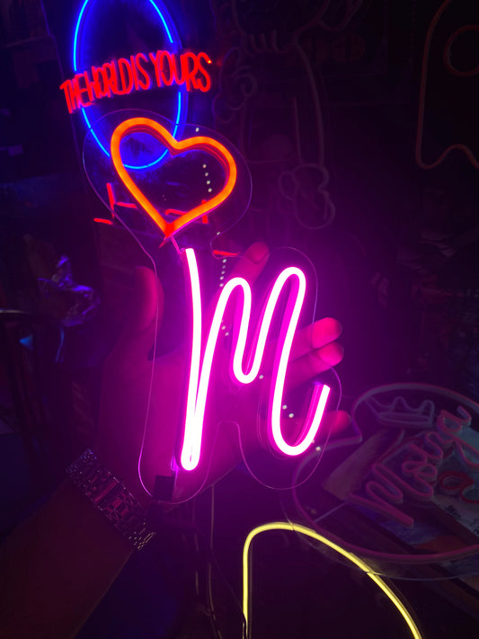 Custom Name Initial Letter Neon with Heart