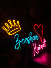 Custom Couple Name Neon with Heart & Crown