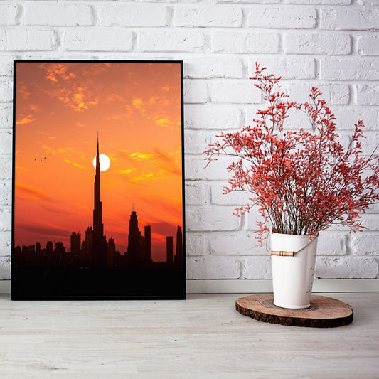 Burj Khalifa Aesthetic View Portrait | Wall art | 3D Canvas | Wooden Frames