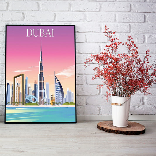 DUBAI - UAE Poster | Wall art | 3D Canvas | Wooden Frames