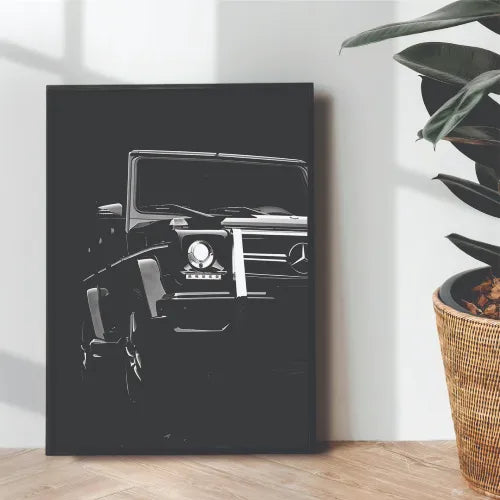 Mercedes G Wagon Black & White Poster | Wall art | 3D Canvas | Wooden Frames