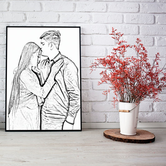 Custom Sketch Artwork | 3D Canvas | Wooden Frames | AesthetixHome