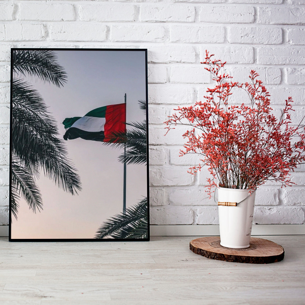 UAE Flag Portrait | Wall art | 3D Canvas | Wooden Frames