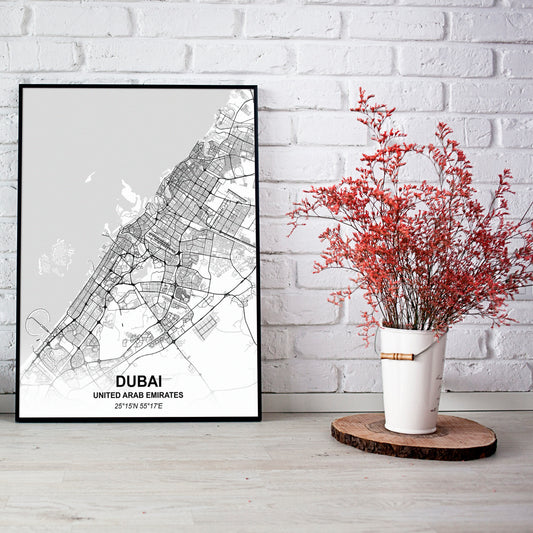 UAE Map Portrait | Wall art | 3D Canvas | Wooden Frames